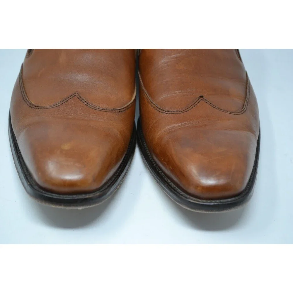 Men's Massimo Matteo Italy 10.5 M Brown Leather Oxford Slip on Dress Shoes‎ 7741